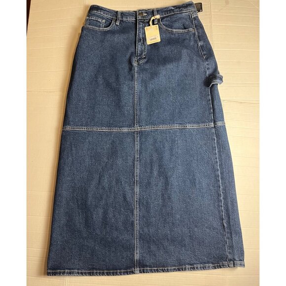 NWT-A.n.a Womens High-Rise Denim Wrap Skirt Size 12 classic Maxi/midi - Picture 2 of 11